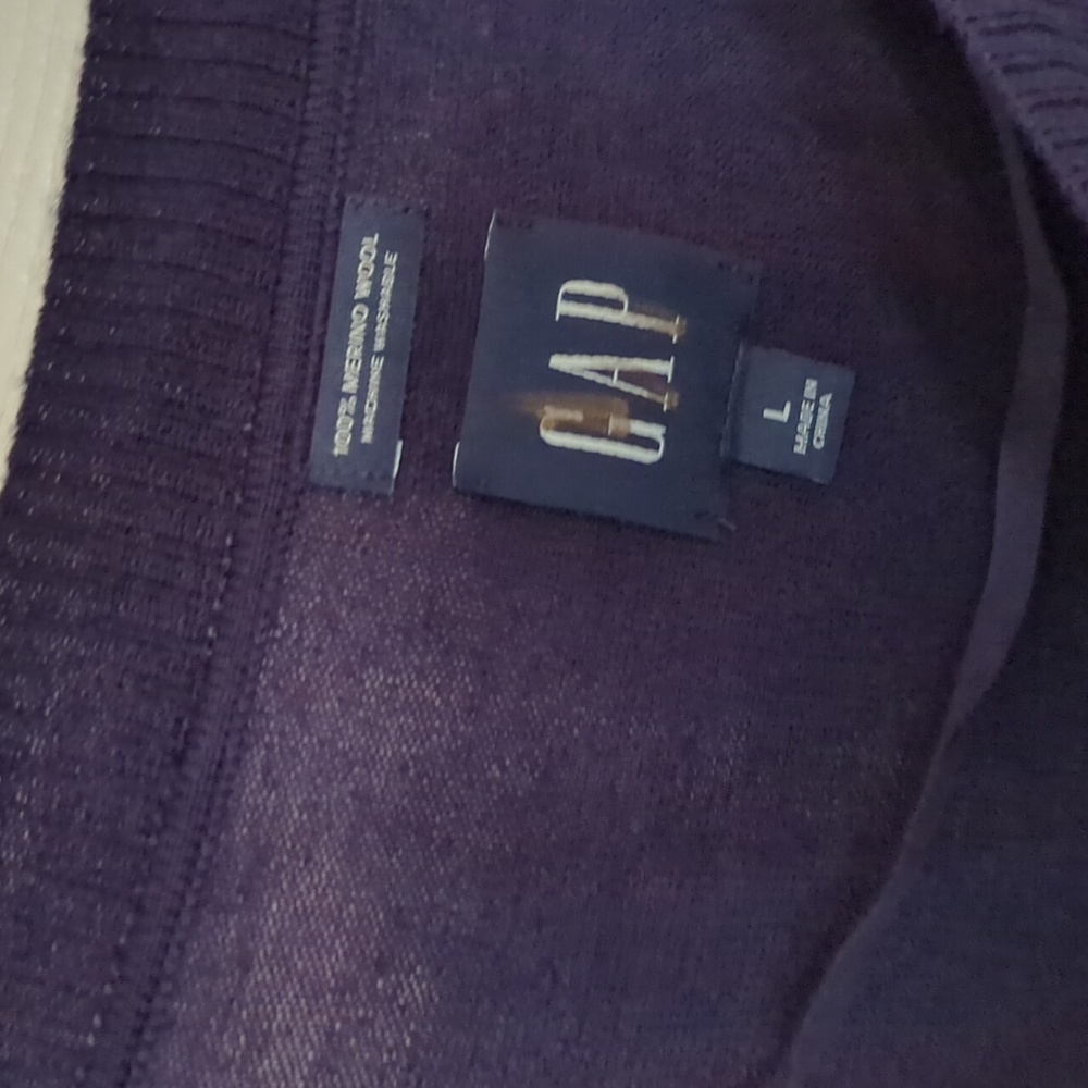 NEW GAP NAVY BLUE 100% MERINO WOOL LARGE PULLOVER SWEATER - Picture 6 of 8